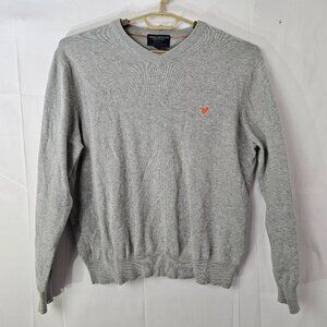 American Eagle Sweater Mens XL Gray Long Sleeve V Neck Pullover Cotton Shirt